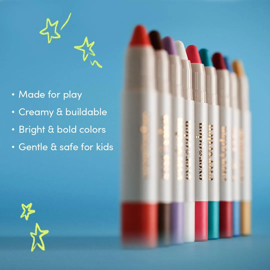 Evereden Kids Fantasy Face Crayon Trio: Non-Toxic Multi-Purpose Face, Eye, & Lip Crayon - Creamy Clean Makeup for Kids - Vegan & Safe for Sensitive Skin