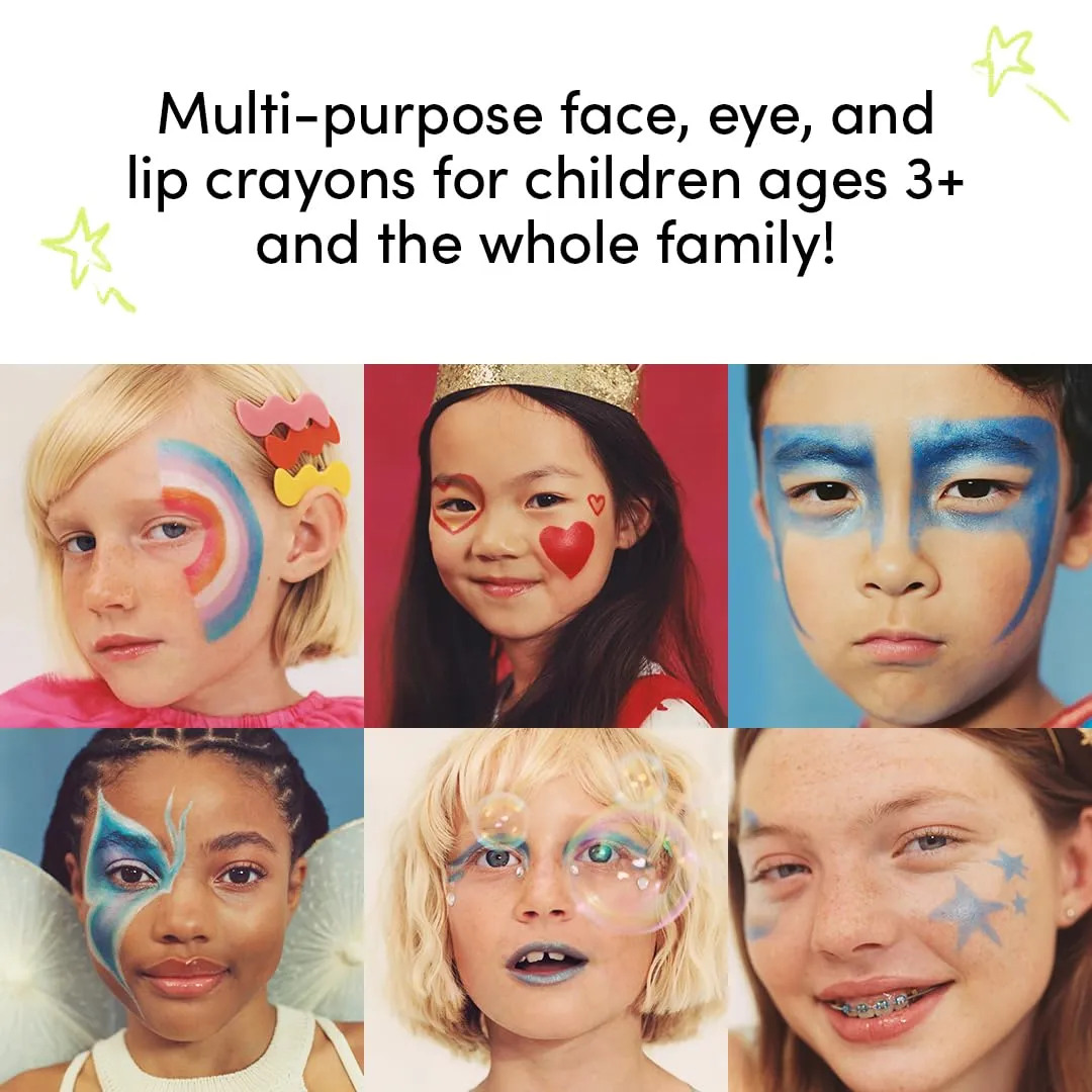 Evereden Kids Fantasy Face Crayon Trio: Non-Toxic Multi-Purpose Face, Eye, & Lip Crayon - Creamy Clean Makeup for Kids - Vegan & Safe for Sensitive Skin