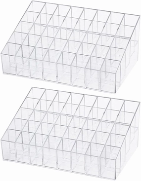 EXCEART Makeup Organizer Stand 2Pcs 40 Grids Lipsticks Holder Clear Acrylic Lipgloss Lipstick Organizer and Storage Display Case for Lip Gloss, Lipstick Tubes Makeup Organizer Shelf