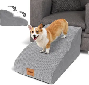 Extended Dog Stairs, 2 Step, 30D Foam Pet Stairs with Waterproof Cover,Dog Step for Small Dogs Cats with Old/Injured, 11.8" H,Wider Step