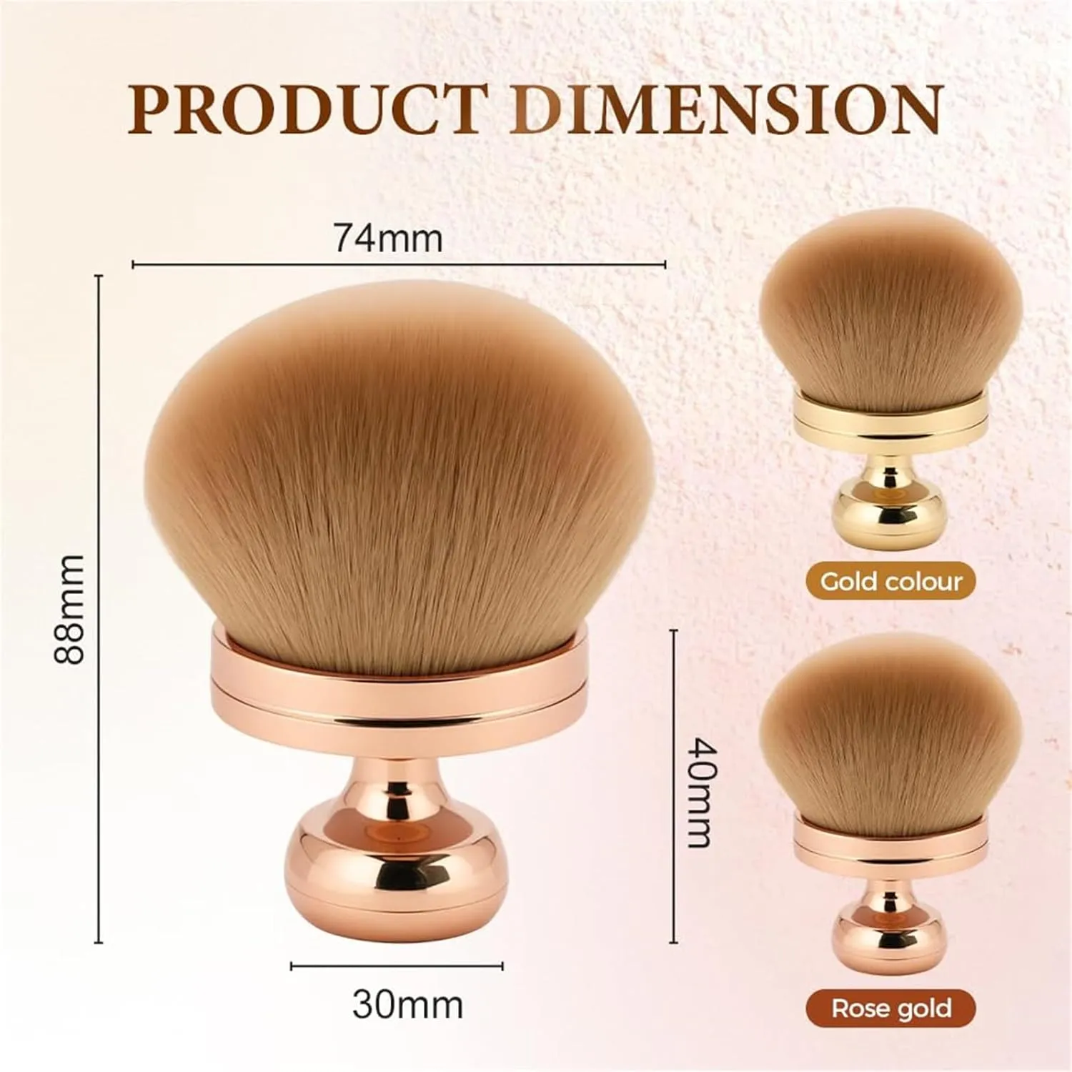 Extra Large Body Makeup Brush, 74mm Self Tanner Back Applicator, Soft Wide-Headed Kabuki Brush, For Face, Legs, Blush Blending, Summer travel makeup for woman who love beauty (rose gold 1)