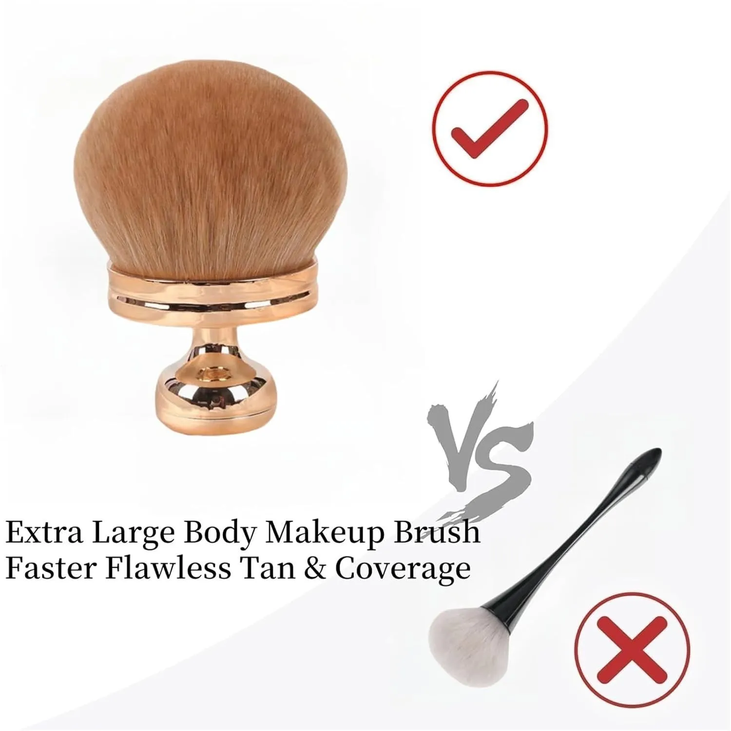Extra Large Body Makeup Brush, 74mm Self Tanner Back Applicator, Soft Wide-Headed Kabuki Brush, For Face, Legs, Blush Blending, Summer travel makeup for woman who love beauty (rose gold 1)