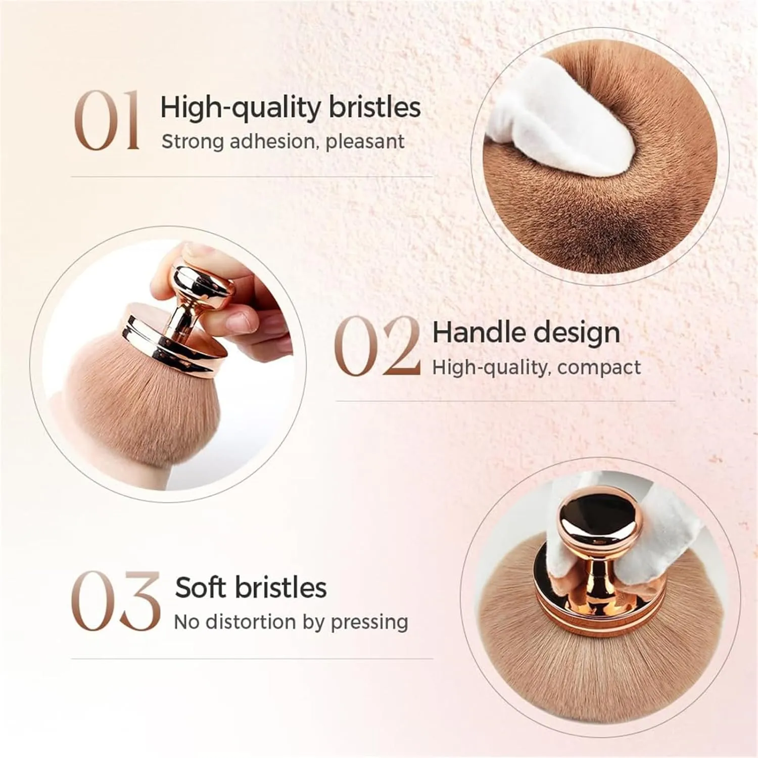 Extra Large Body Makeup Brush, 74mm Self Tanner Back Applicator, Soft Wide-Headed Kabuki Brush, For Face, Legs, Blush Blending, Summer travel makeup for woman who love beauty (rose gold 1)