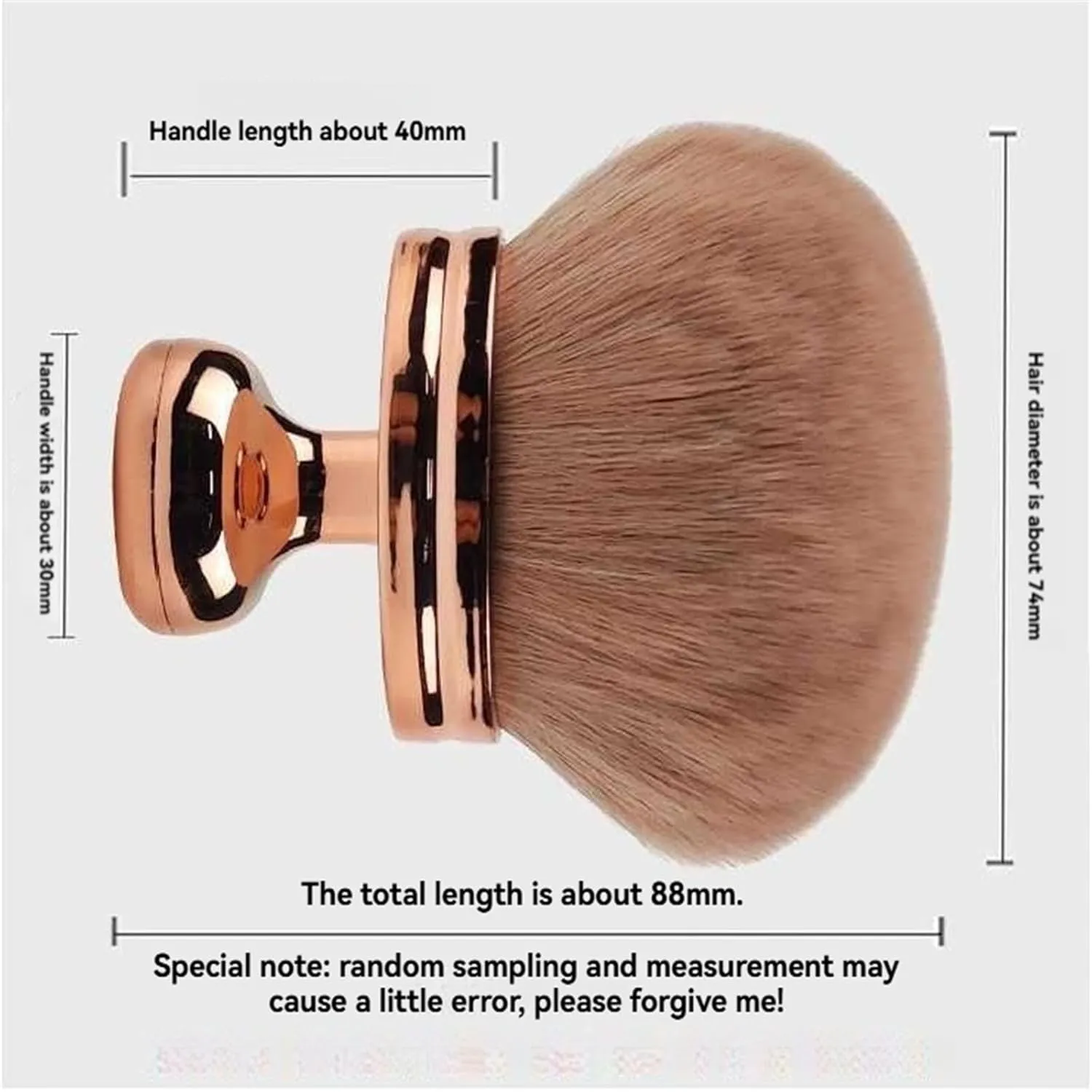 Extra Large Body Makeup Brush, 74mm Self Tanner Back Applicator, Soft Wide-Headed Kabuki Brush, For Face, Legs, Blush Blending, Summer travel makeup for woman who love beauty (rose gold 1)