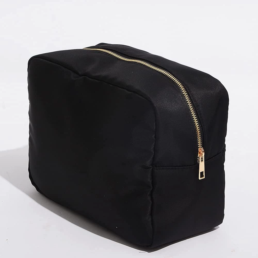 Extral Large Cosmetic Bag Makeup Pouch Bag Case, Nylon Travel Set Women Men(Black,XL)