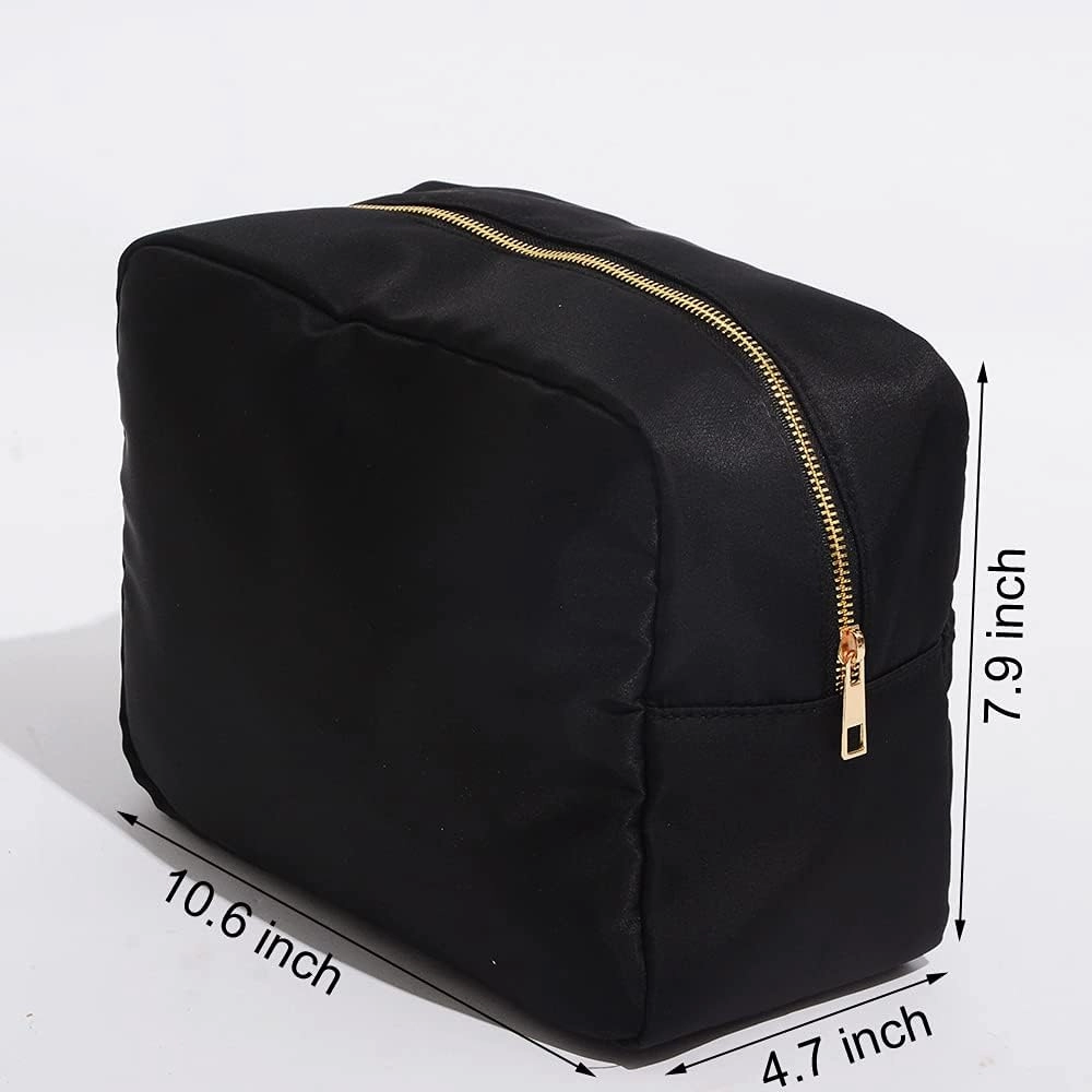 Extral Large Cosmetic Bag Makeup Pouch Bag Case, Nylon Travel Set Women Men(Black,XL)