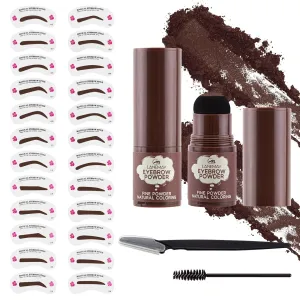 Eyebrow Stamp Stencil Kit Brow Stamp Kit with 24 Reusable Eyebrow Stencils Eyebrow Shaper Eyebrow Pomade Waterproof Eyebrow Stencil Kit Natural Eye Brow Stencil Kits(Black Brown Eyebrow Kit)