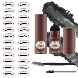 Eyebrow Stamp Stencil Kit Brow Stamp Kit with 24 Reusable Eyebrow Stencils Eyebrow Shaper Waterproof Eyebrow Pomade Eyebrow Stencil Kit Eye Brow Stencil Kits Eyebrow Makeup(Black Eyebrow Kit)