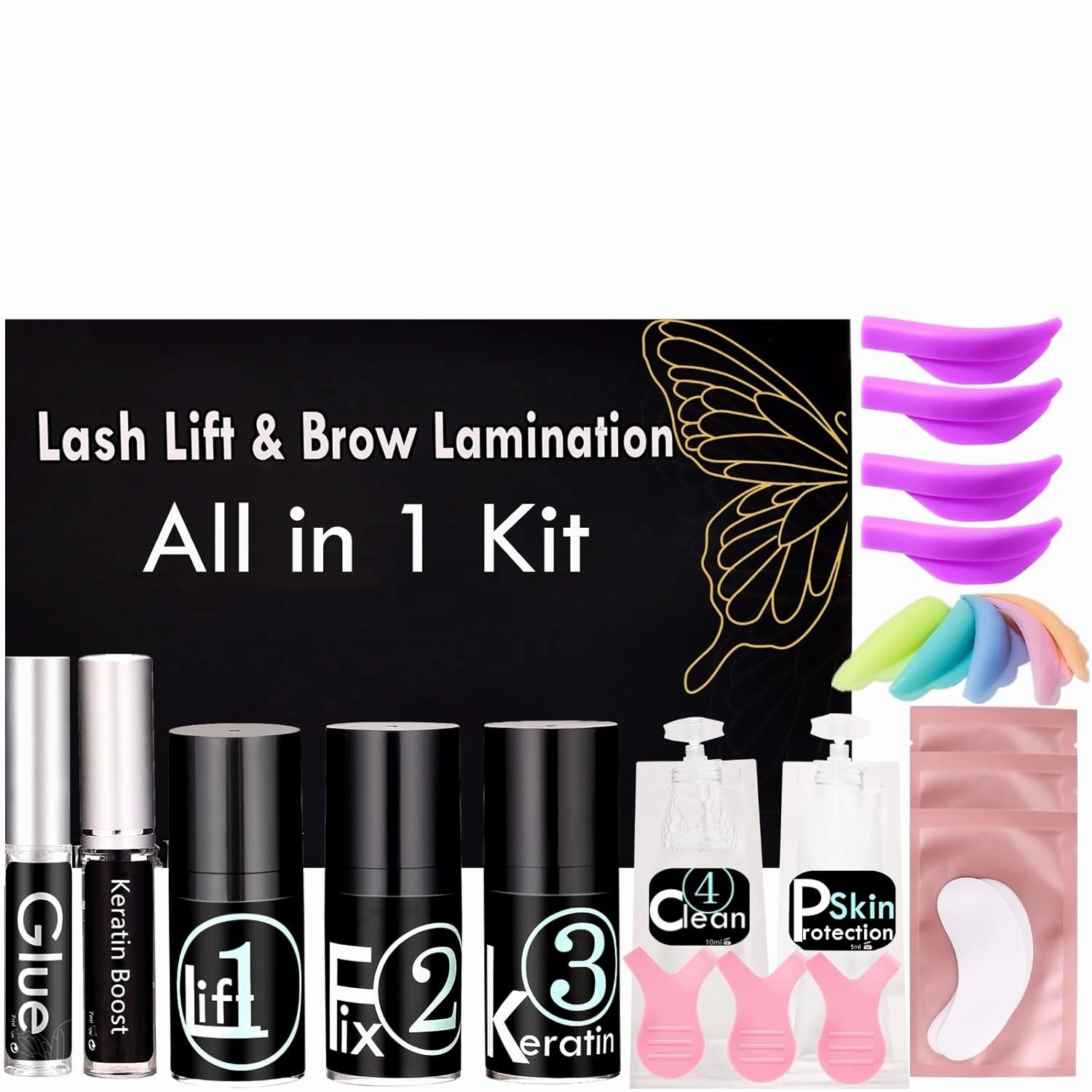 Eyebrow Lamination Kit,Eyebrow Lift Eyelash perm Kit Lasting 8 Weeks With Brush Set for Eyebrows Fuller Voluminous Professional & DIY Home Use (Brow & Lash lift kit)