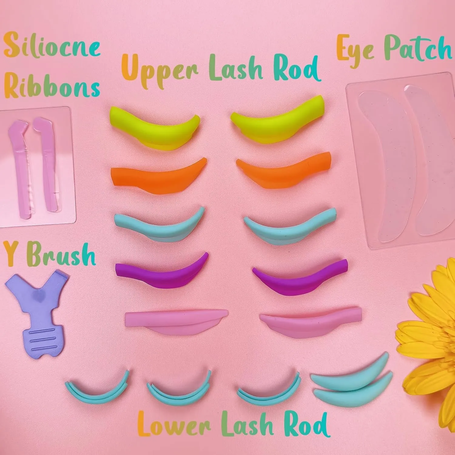 Eyelash Lift Shields Lash Lifting Pad No Glue Mix Glueless Lami Lamination Roller Upper & Lower Perm Pads for All Eyes Curling Like L Curl Extensions with Y Brush Ribbon Cover Silicone Eye Patch Tool