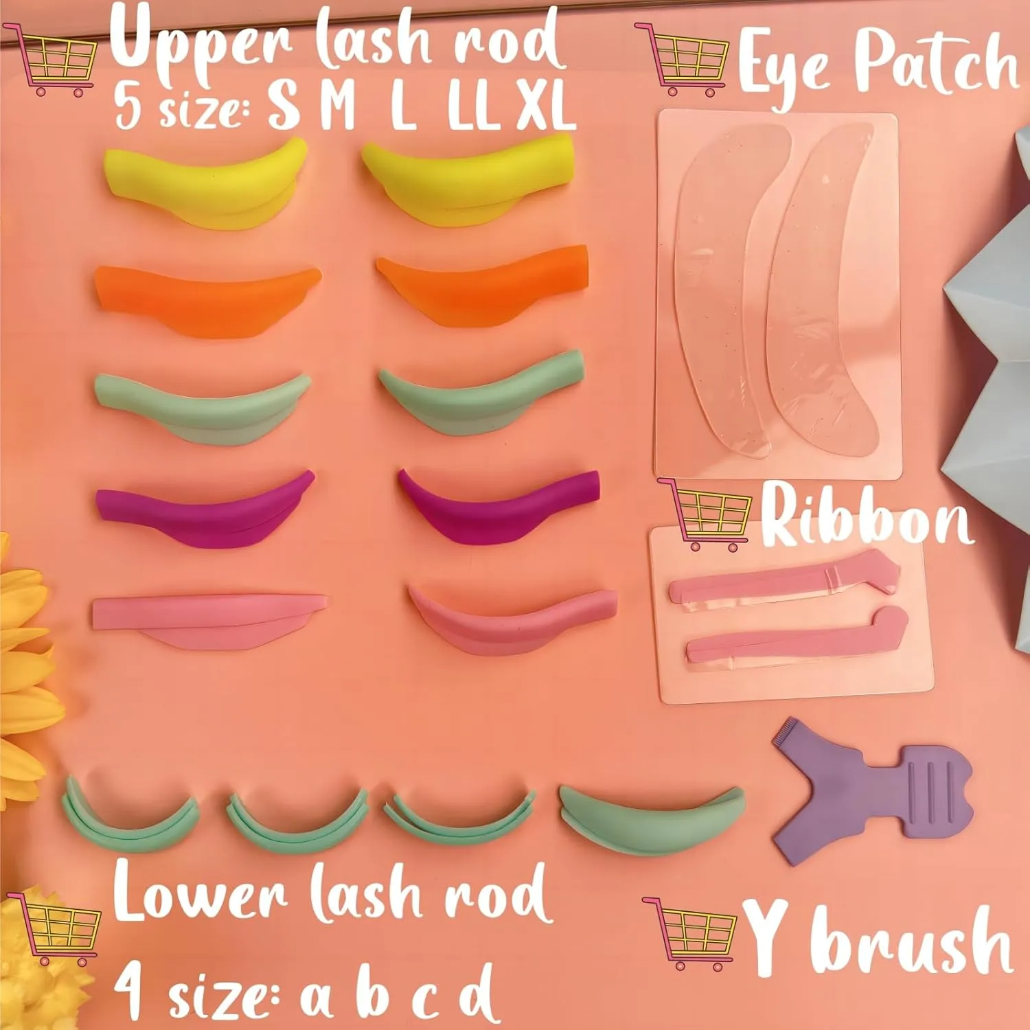 Eyelash Lift Shields Lash Lifting Pad No Glue Mix Glueless Lami Lamination Roller Upper & Lower Perm Pads for All Eyes Curling Like L Curl Extensions with Y Brush Ribbon Cover Silicone Eye Patch Tool