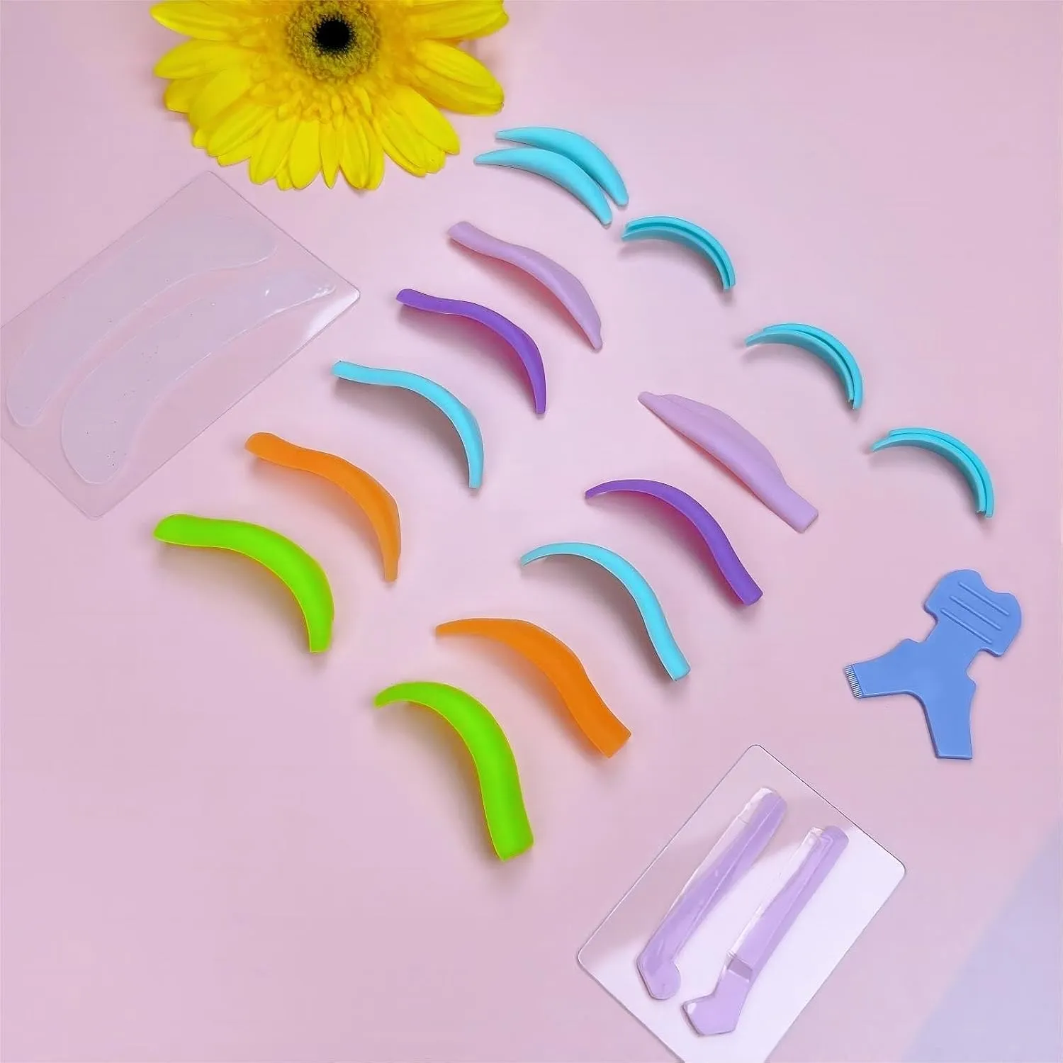 Eyelash Lift Shields Lash Lifting Pad No Glue Mix Glueless Lami Lamination Roller Upper & Lower Perm Pads for All Eyes Curling Like L Curl Extensions with Y Brush Ribbon Cover Silicone Eye Patch Tool