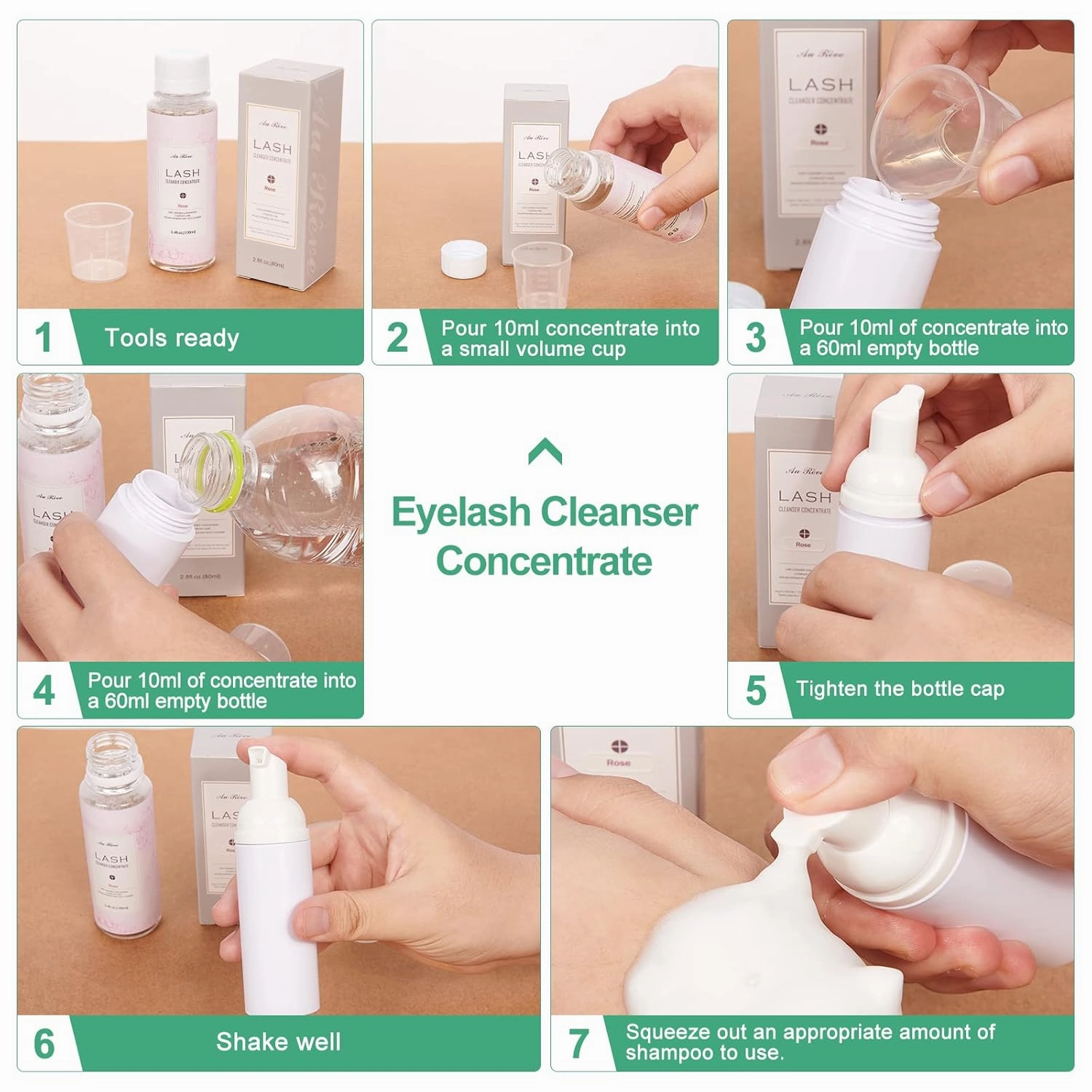 Eyelash Cleanser Concentrate 100ml Lash Extension Shampoo Oil-Free Eyelash Extension Shampoo with Salon Home Care -Makes 20 Bottles 60ml Lash Shampoo, Aloe