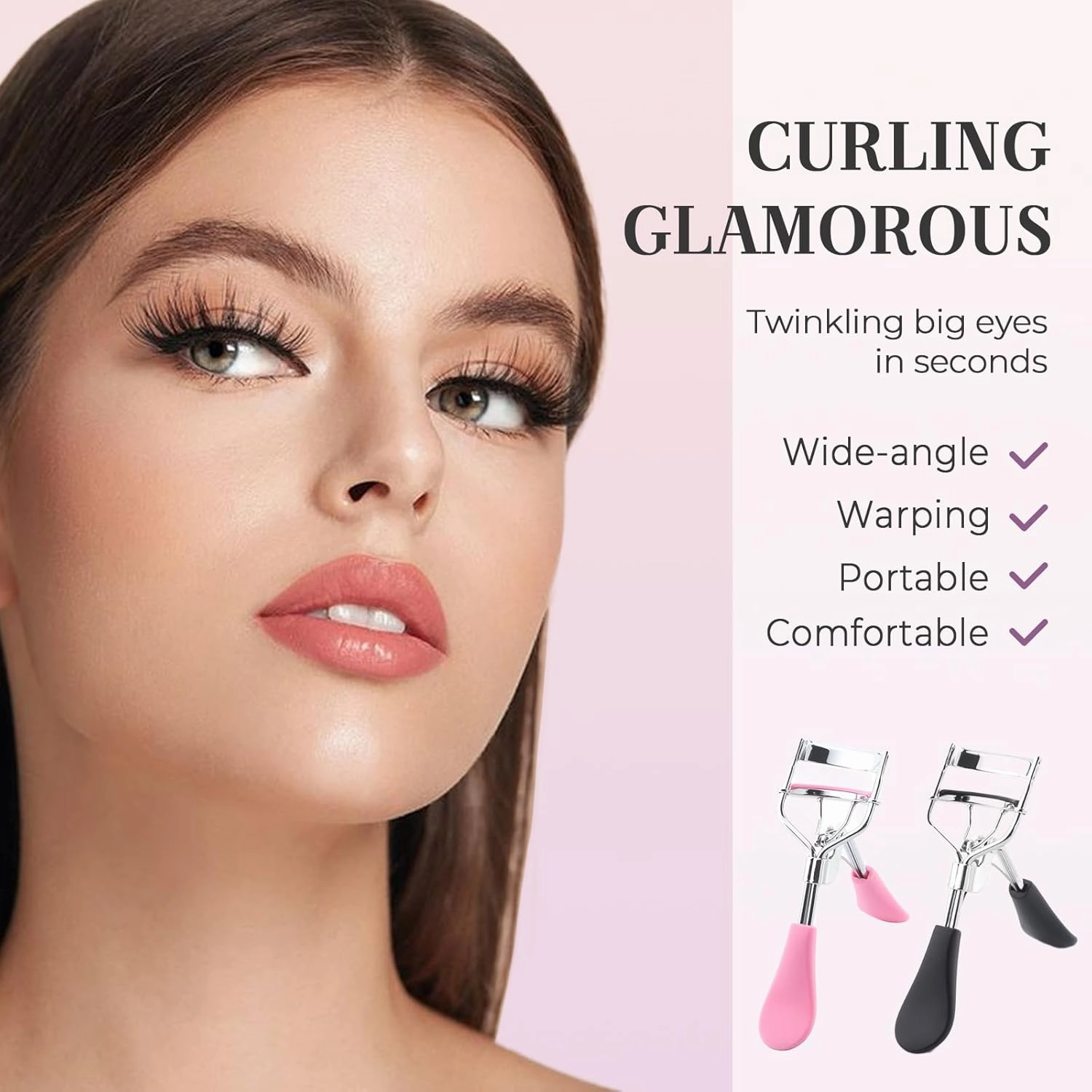 Eyelash Curler, Eye-Opening, Voluminous Lashes, Eye Lash Curler for Lush, Luxurious Lashe, Fits All Eye Shapes & Sizes (Black)