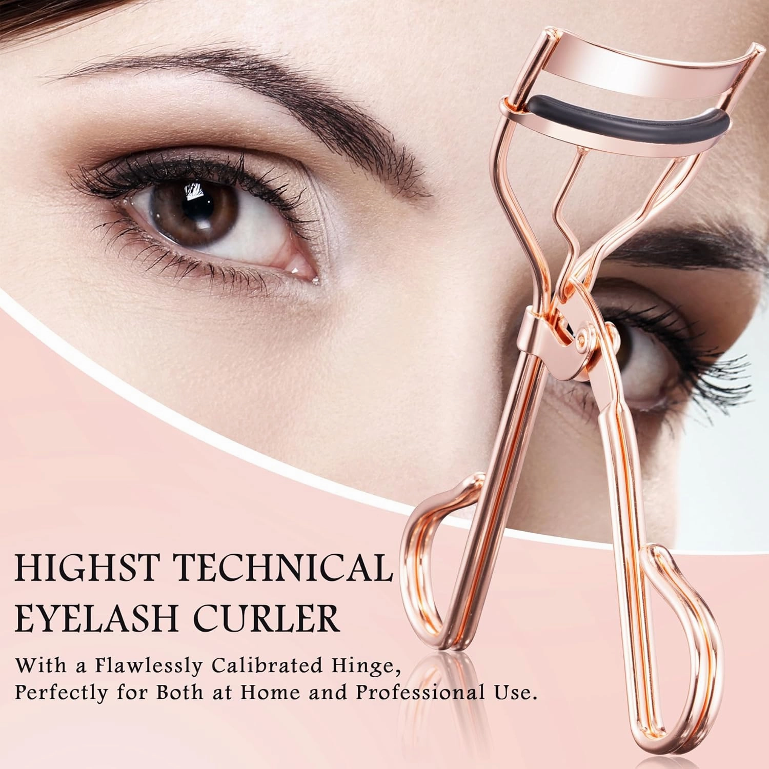 Eyelash Curler Tool - 3-in-1 Professional Eyelash Curler Lash Lift Kit Lash Curler, Professional Kit,Eyelash Extension Tweezers - Includes Replacement Pad for Home & Travel Uses,Rose Gold