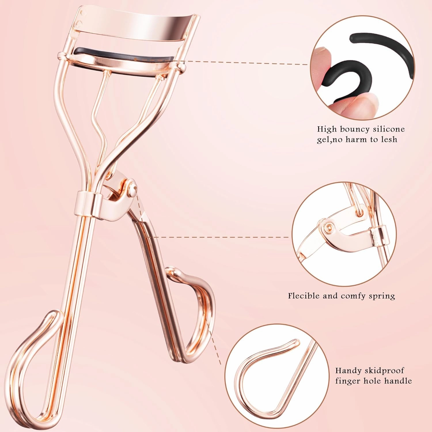 Eyelash Curler Tool - 3-in-1 Professional Eyelash Curler Lash Lift Kit Lash Curler, Professional Kit,Eyelash Extension Tweezers - Includes Replacement Pad for Home & Travel Uses,Rose Gold