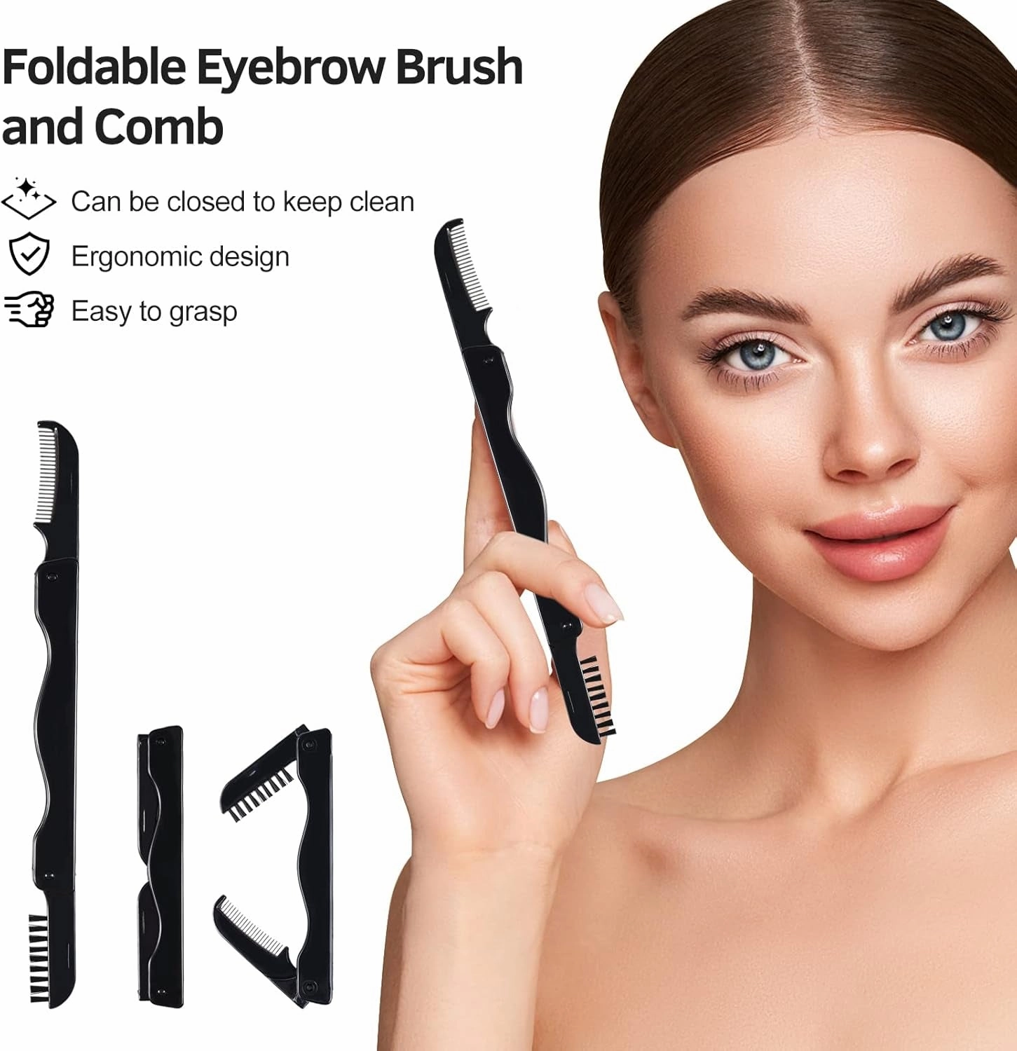Eyelash Curlers Kit for Women W Lash Curler, Eyelash Comb Seperator, 3 In1 Mascara Brushes, Eyelash Extension Tweezers, Foldable Eyebrow Brush and Comb, 10 Silicone Refills Pads for Natural Eyelashes