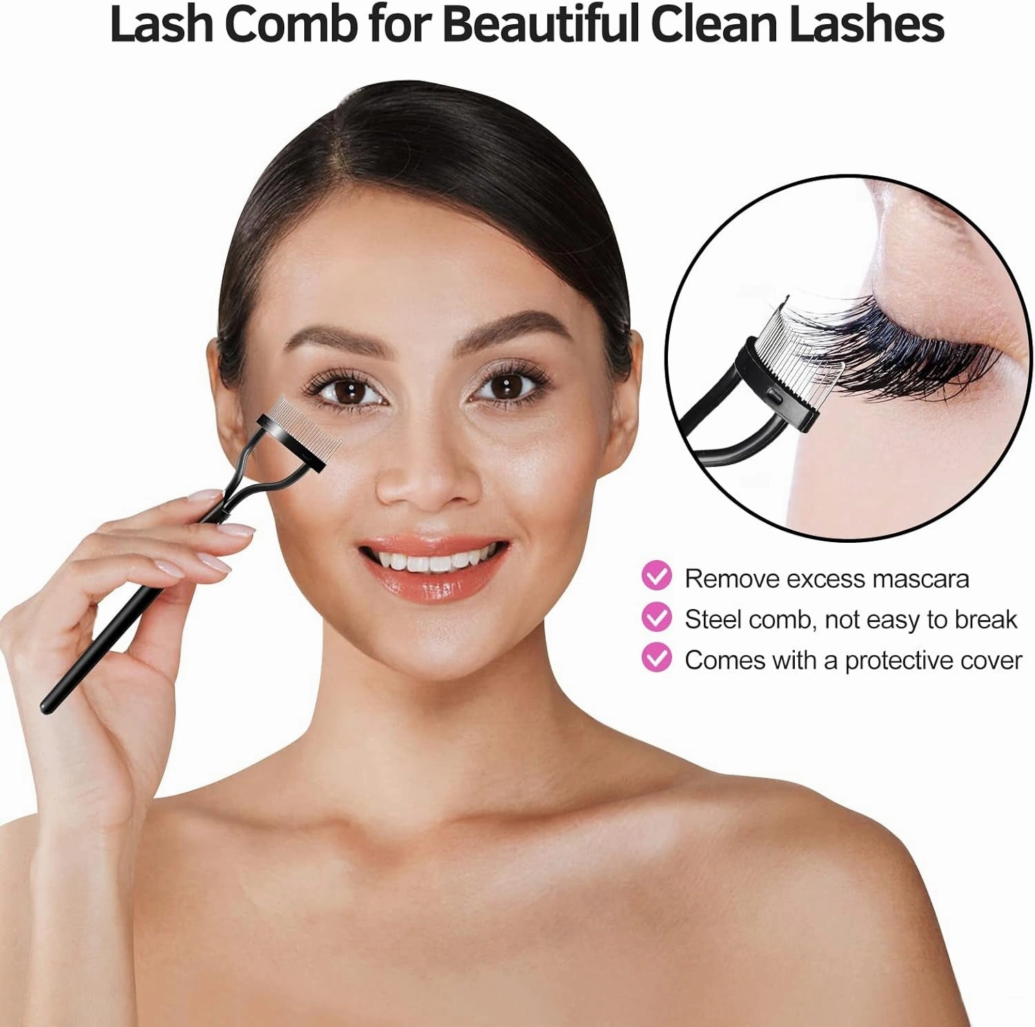 Eyelash Curlers Kit for Women W Lash Curler, Eyelash Comb Seperator, 3 In1 Mascara Brushes, Eyelash Extension Tweezers, Foldable Eyebrow Brush and Comb, 10 Silicone Refills Pads for Natural Eyelashes