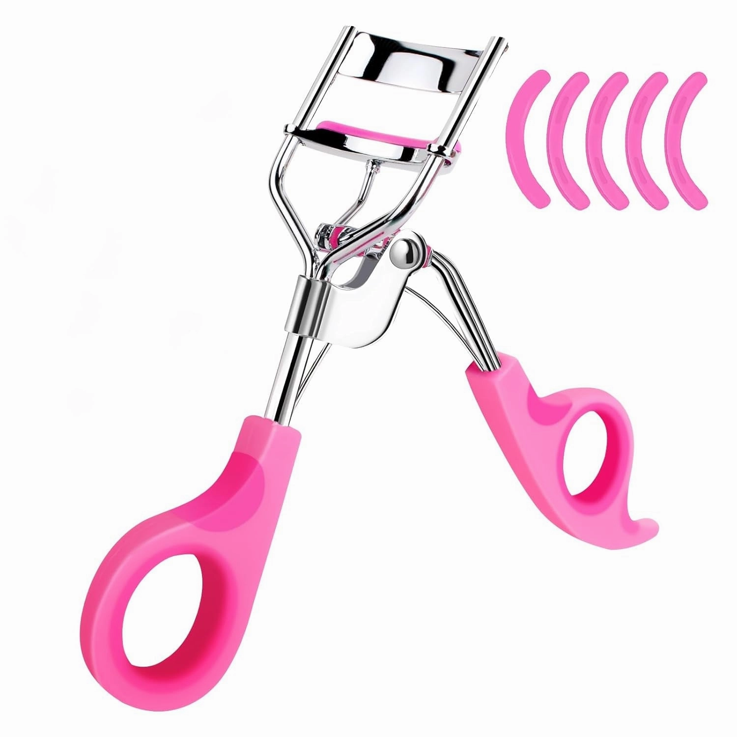 Eyelash Curlers with 6PCS Extra Replacement Pads, Premium Quality Eye Lash Curler, Superior Curling Effect, Easy to Hold and Use, Valentines Day Gifts for Her - Orange Purple Handle