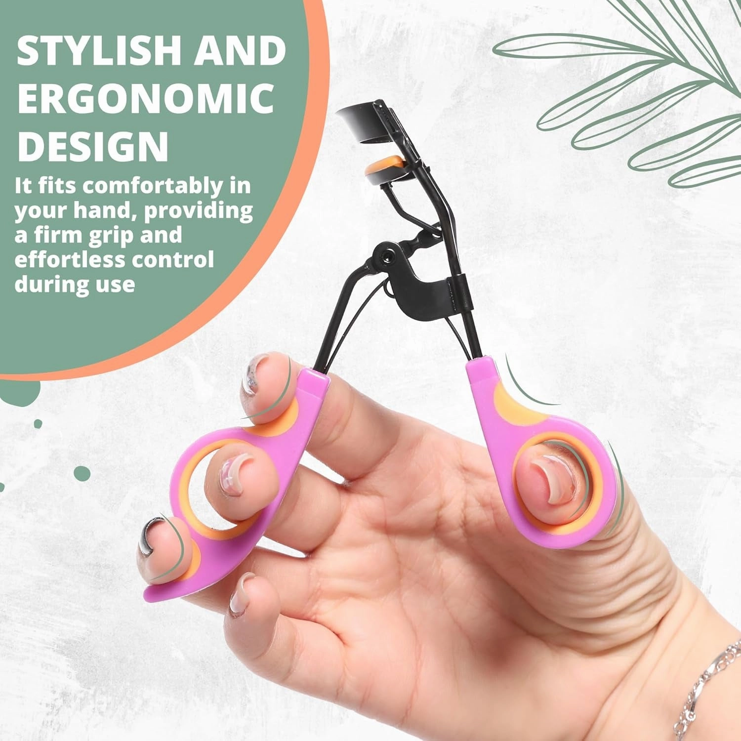 Eyelash Curlers with 6PCS Extra Replacement Pads, Premium Quality Eye Lash Curler, Superior Curling Effect, Easy to Hold and Use, Valentines Day Gifts for Her - Orange Purple Handle