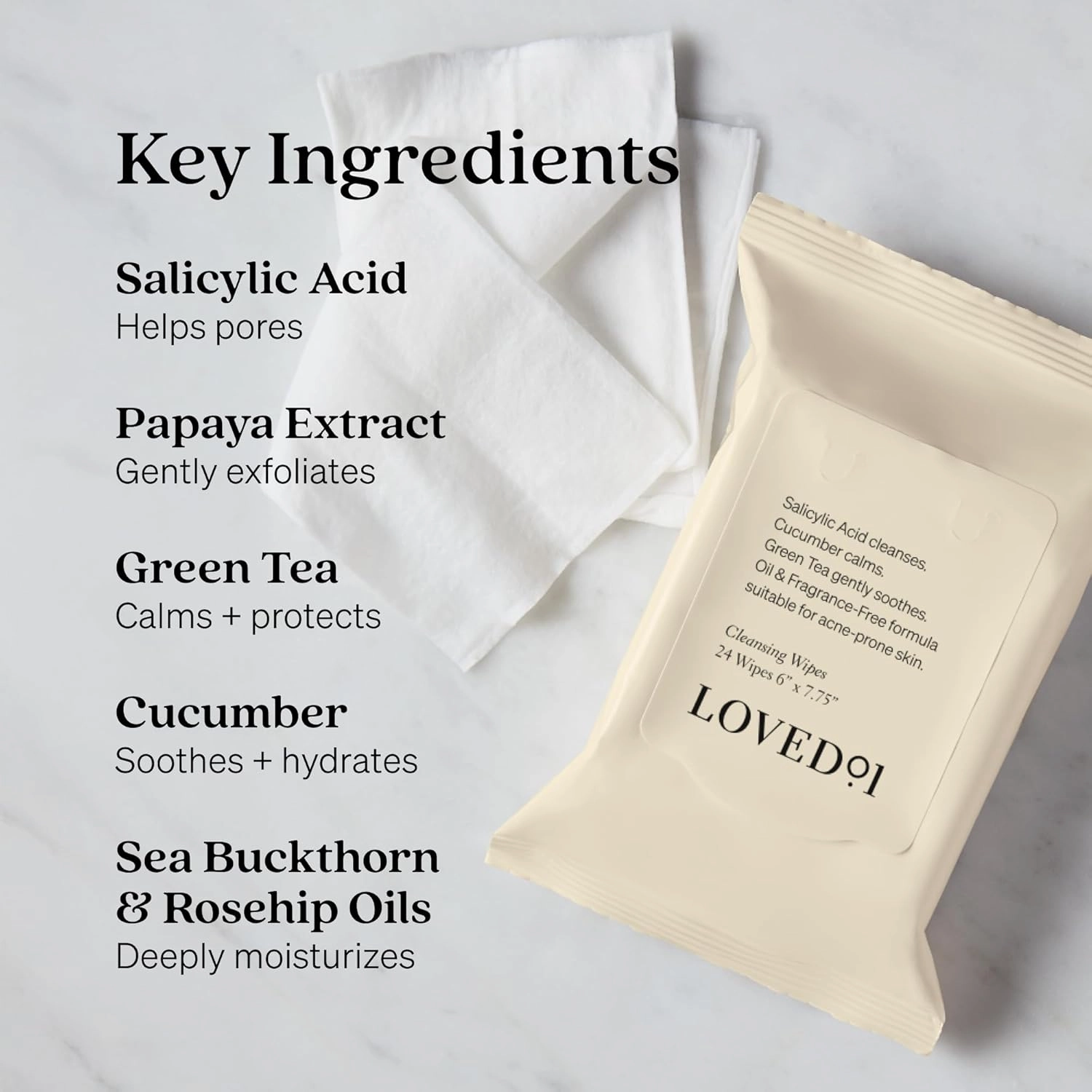 Face & Body Salicylic Acid Cleansing Wipes, John Legend Skincare, Oil & Fragrance-Free, No-Rinse, Suitable for Blemish-Prone Skin, 2-Pack (48 wipes)