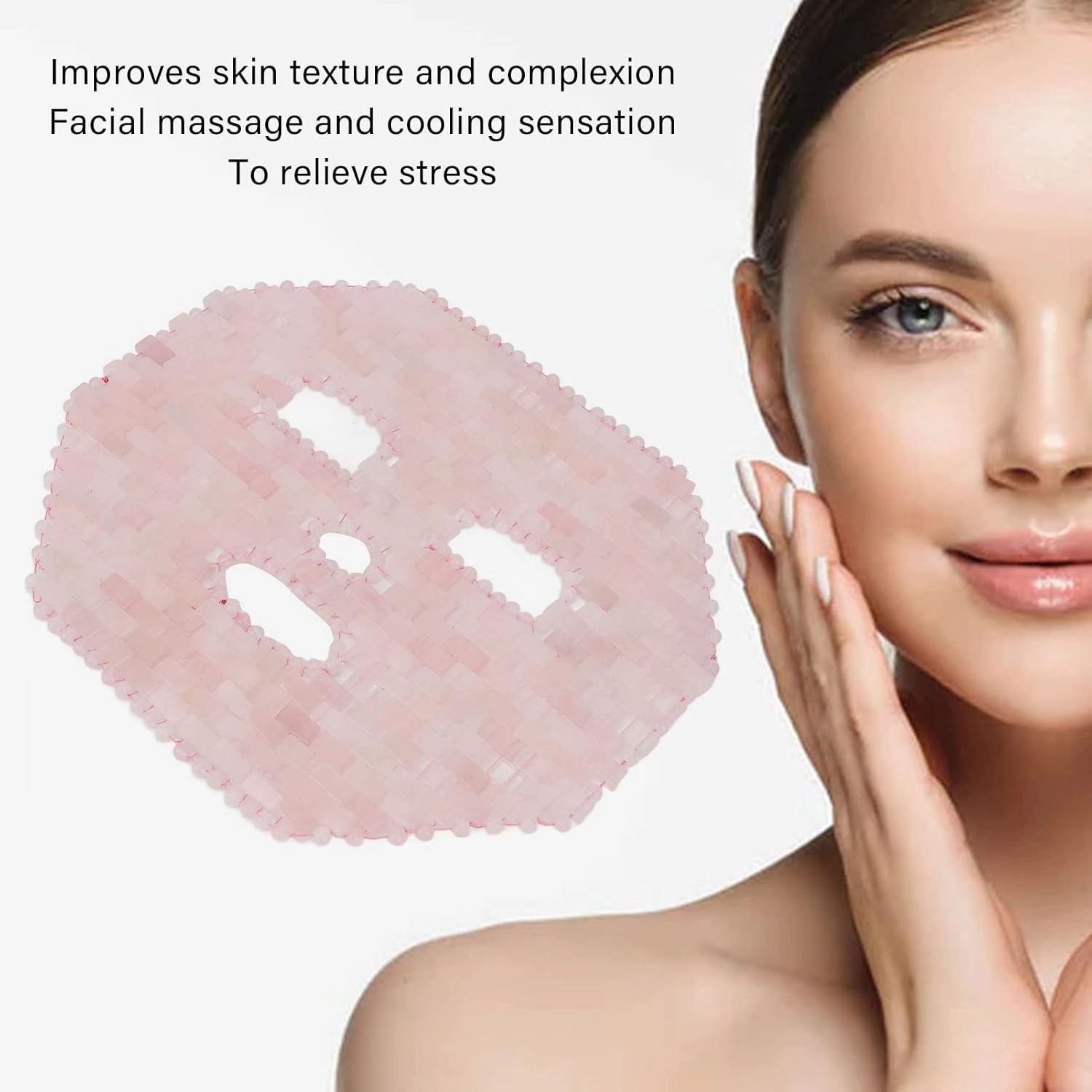 Face Eye Mask Jadestone Facial Cover Face Massage Jadestone Facial Sleeping Cover for Spa Dark Circles (Rose Quartz)