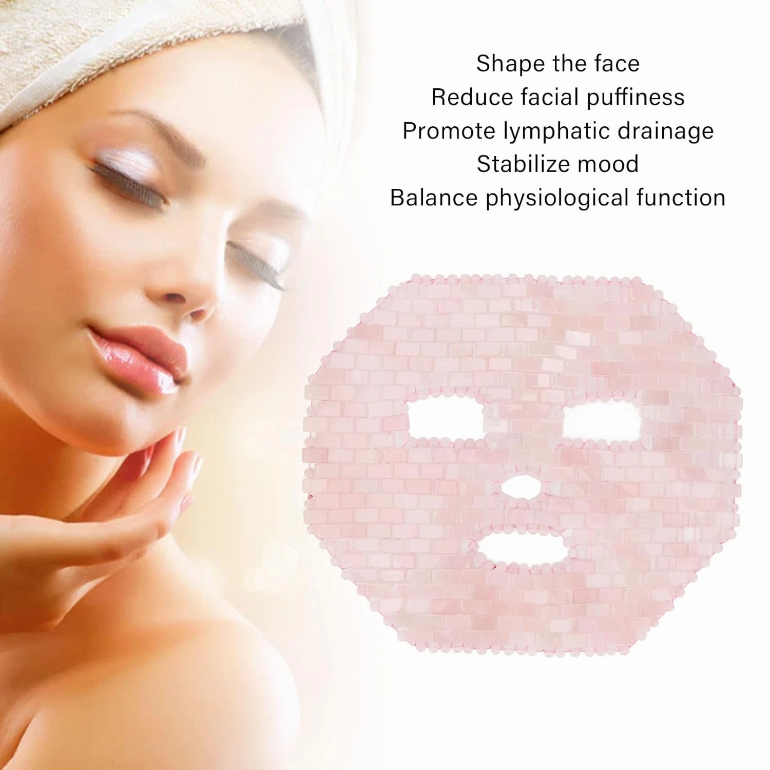 Face Eye Mask Jadestone Facial Cover Face Massage Jadestone Facial Sleeping Cover for Spa Dark Circles (Rose Quartz)
