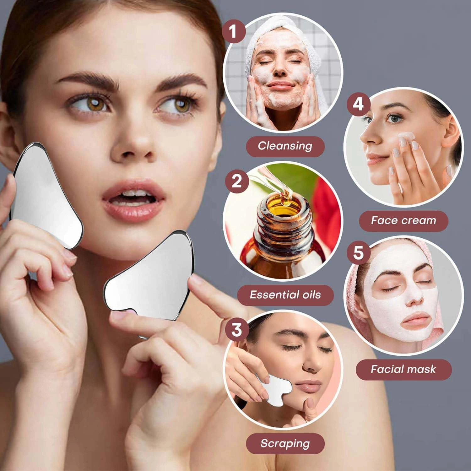 Face Roller and Massage Stone for Skin care Handmade-Crafted Facial Massager Skin Tool for Anti Aging Skincare 100 Percent Certified Stone… (Big Jade Gua Sha)