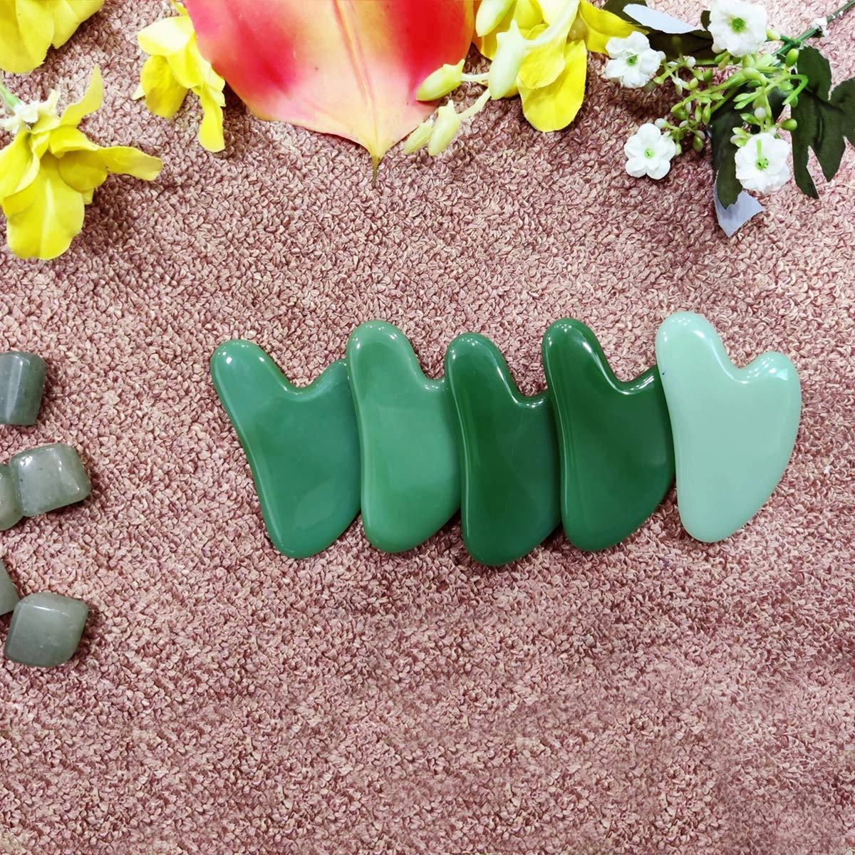 Face Roller and Massage Stone for Skin care Handmade-Crafted Facial Massager Skin Tool for Anti Aging Skincare 100 Percent Certified Stone (Gua Sha Green)