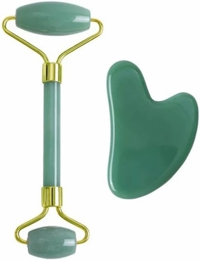 Face Roller Gua Sha Gouache Scraper Natural Amethyst Rose Jade Stones Roller and Guasha Set Facial Lift Skin Care Tools, Type 11