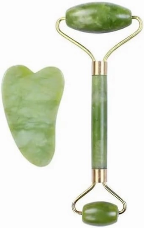Face Roller Gua Sha Gouache Scraper Natural Amethyst Rose Jade Stones Roller and Guasha Set Facial Lift Skin Care Tools, Type 7