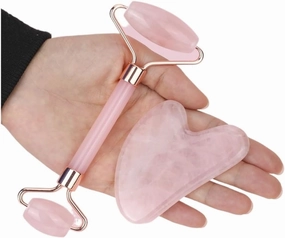 Face Roller Gua Sha Scraper Set Face Neck Body Skin Care Beauty Tool Portable Rose Quartz Facial Massager Tool