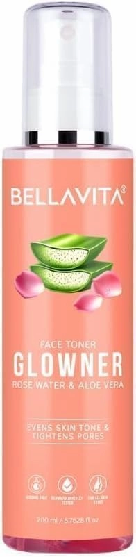 Face Toner, Alcohol Free, Rose Water 200ml Pore Minimizing Tightening Natural Toner Spray for Glowing Skin - All Skin Types