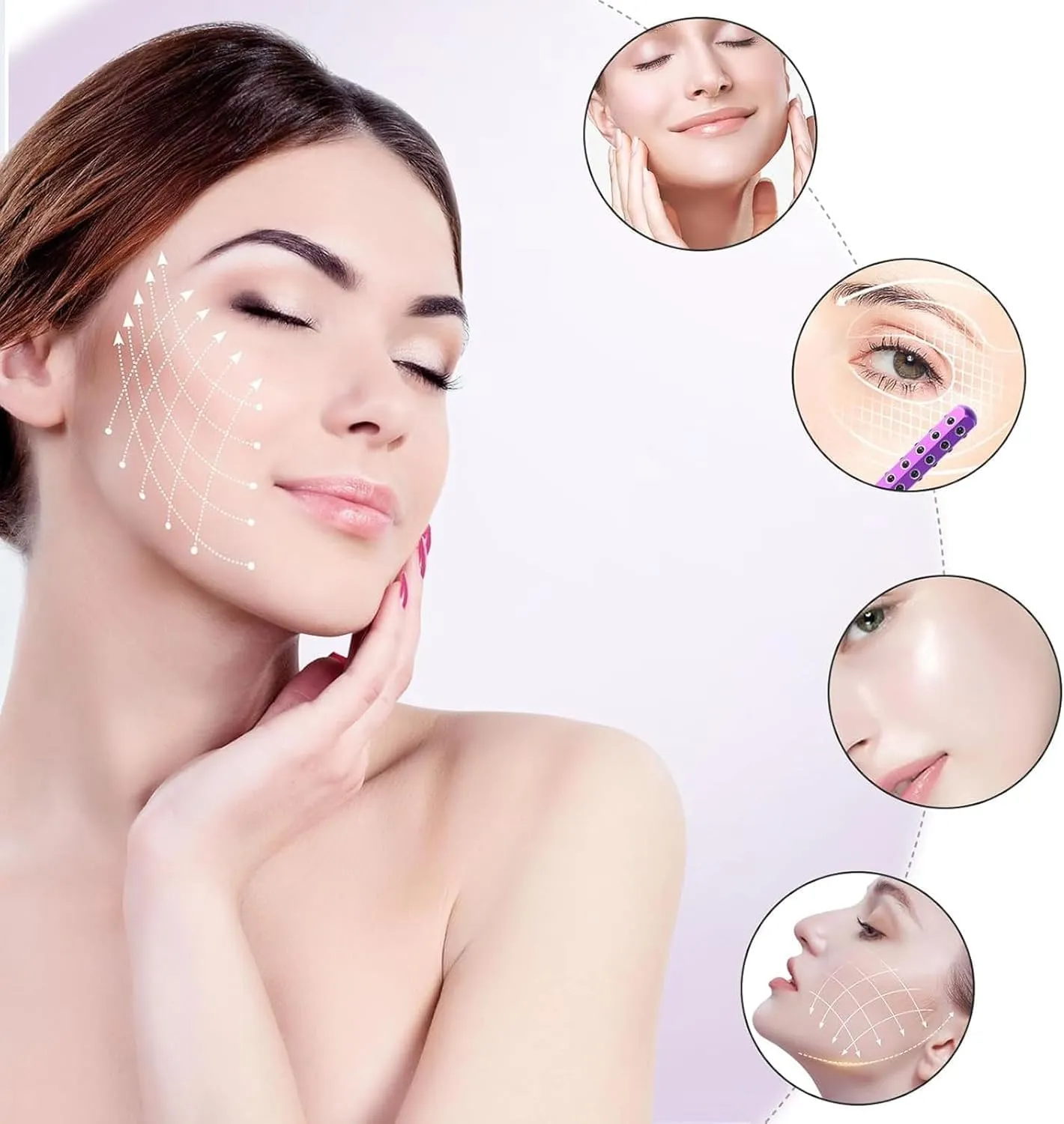 Facelift Pro Beauty Roller, Elarique Glow Sculpt - Beauty Roller, Germanium Stone Face Roller, Facial Massage Tool for Lifting and Skin Care (Pink)