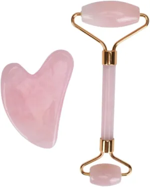 Facial Massage Roller Set Jade Rose Quartz Roller for Skin Care Routine