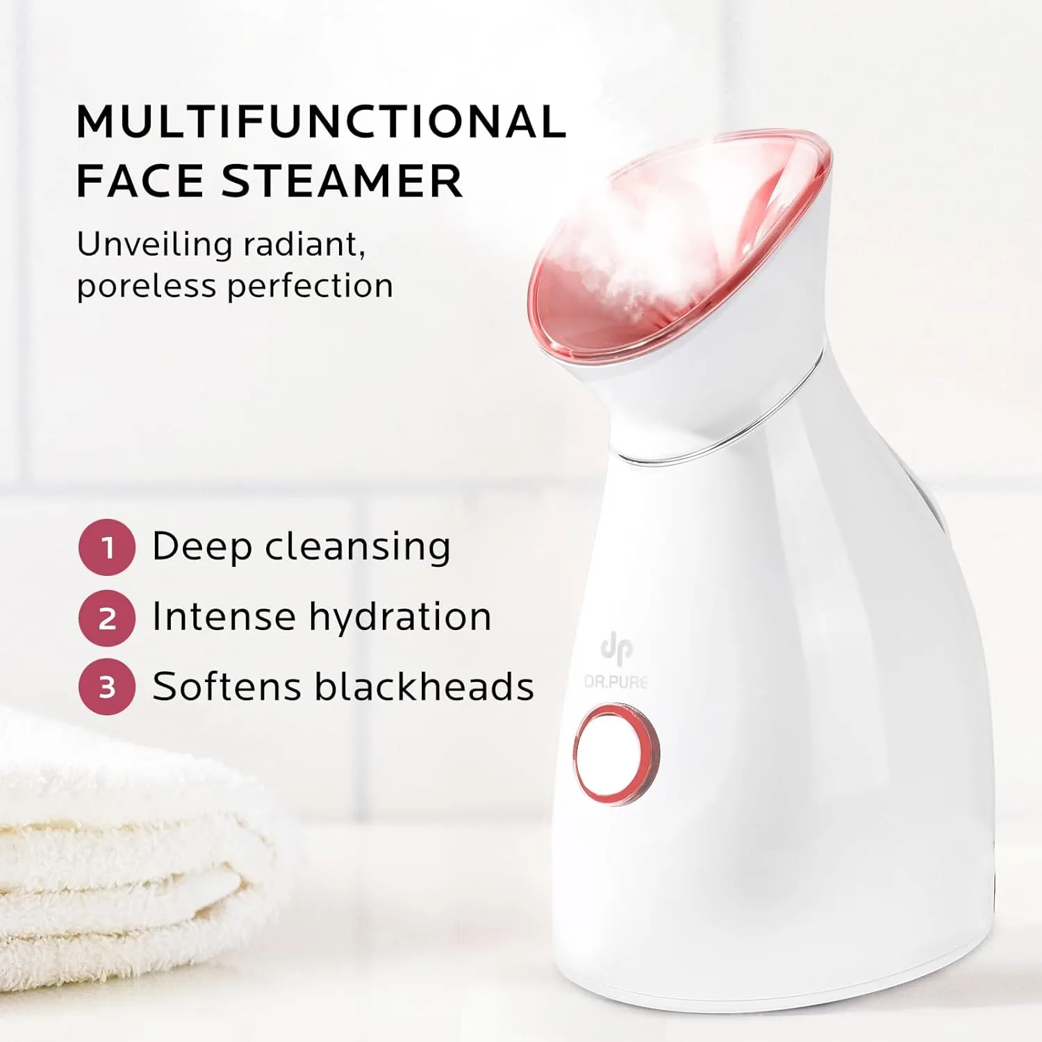 Facial Steamer Self-Care Gift Kit: Nano Ionic Face Steamer Deep Cleaning Unclogs Pores - Home Sauna Spa Humidifier Hot Mist for Women Men Sinus Moisturizing (Rose Gold)