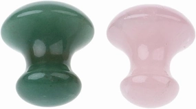 Facial Massage Gua Sha Tools, 2 Pieces, Rose Quartz and Green Facial Jade Stone, Natrual Anti-Aging Skin Rejuvenation