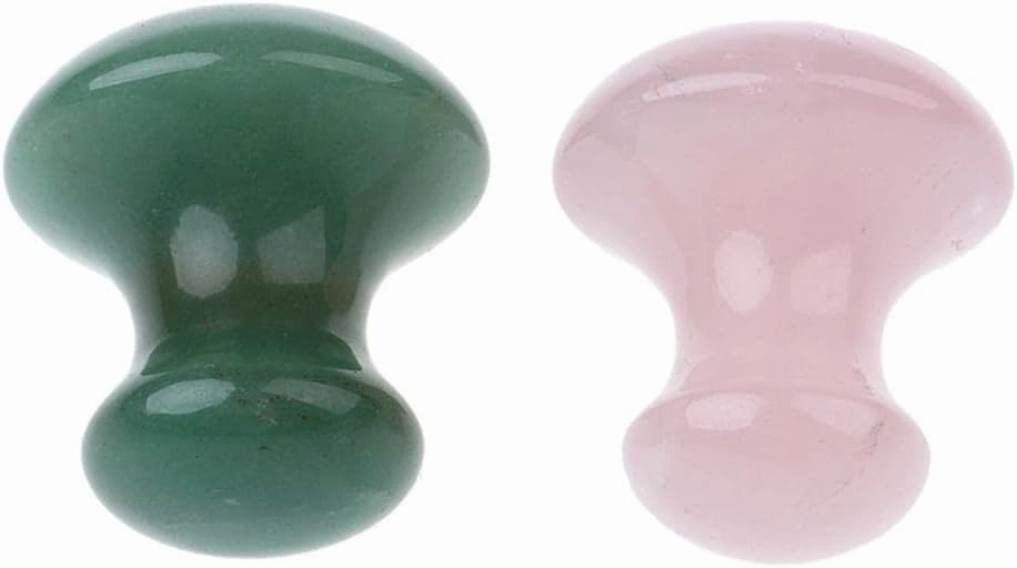 Facial Massage Gua Sha Tools, 2 Pieces, Rose Quartz and Green Facial Jade Stone, Natrual Anti-Aging Skin Rejuvenation