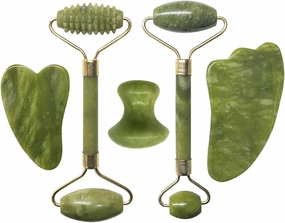 Facial Massage Roller Gua Sha Board Double Heads Jade Stone Jade Roller Gouache,type 04