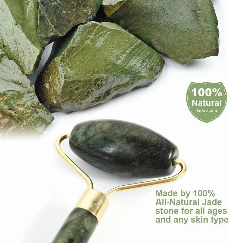 Facial Massage Roller Guasha Board Double Heads Natural Jade Stone Face Lift Body Skin Relaxation Slimming Beauty Neck Thin Lift-2pcs 04
