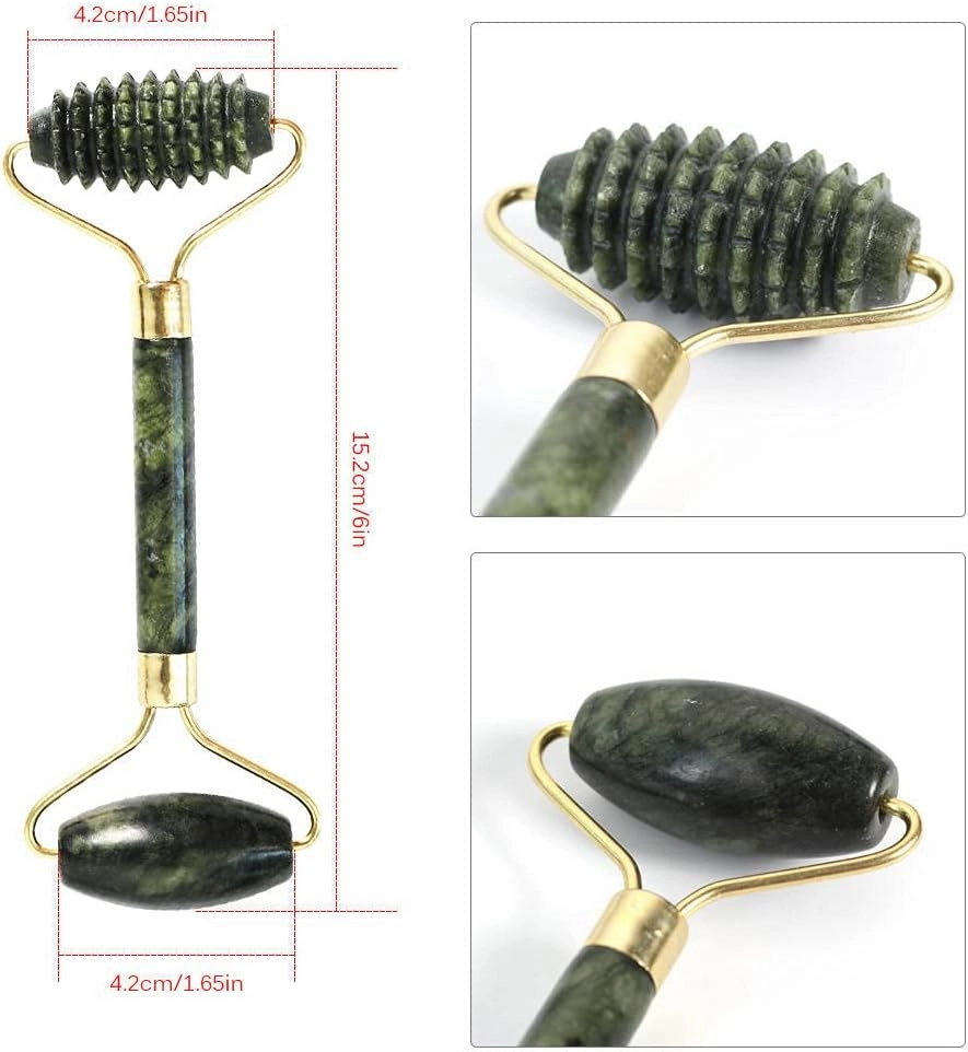 Facial Massage Roller Guasha Board Double Heads Natural Jade Stone Face Lift Body Skin Relaxation Slimming Beauty Neck Thin Lift-2pcs 04