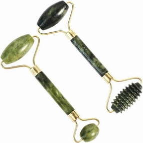 Facial Massage Roller Guasha Board Double Heads Natural Jade Stone Face Lift Body Skin Relaxation Slimming Beauty Neck Thin Lift-2pcs 04