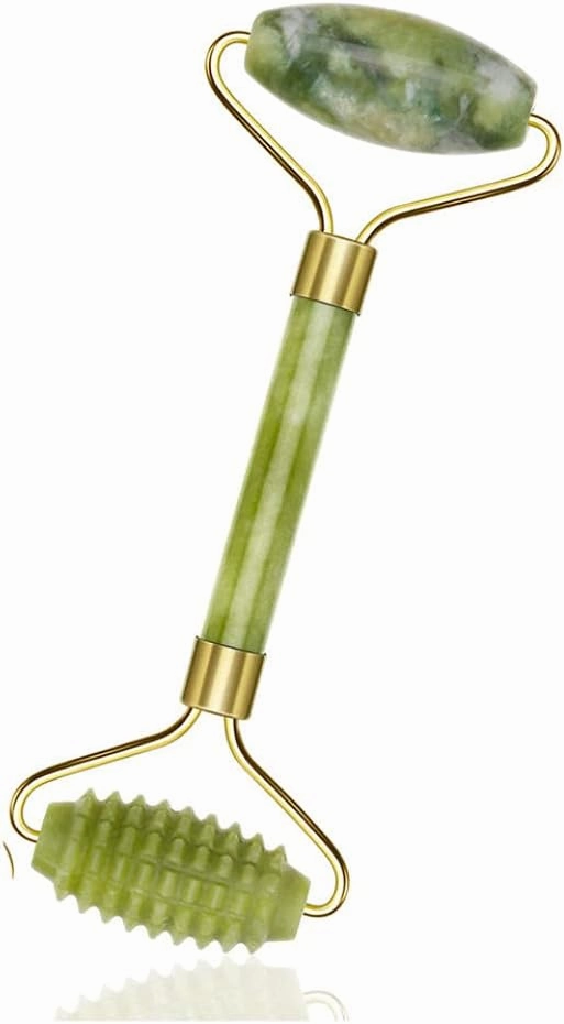 Facial Massager Roller Guasha Board Plate Green Natural Jade Stone Eye Thin Relax Slimming Face Massage Tools Best for Wrinkles-C