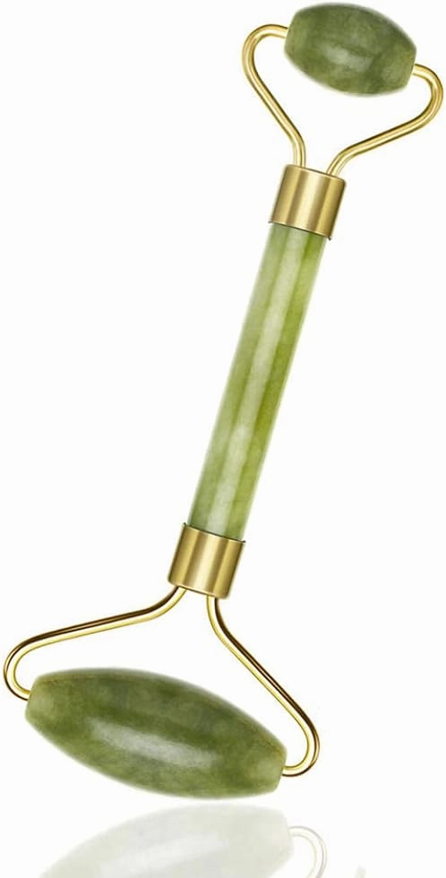 Facial Massager Roller Guasha Board Plate Green Natural Jade Stone Eye Thin Relax Slimming Face Massage Tools Best for Wrinkles-C