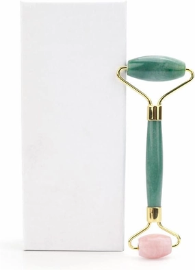 Facial Rollers facial massager Jade Roller & guasha massage Rose Quartz Natural Stone face roller Double Chin Remover Slimming skin care tools-Green roller withbox