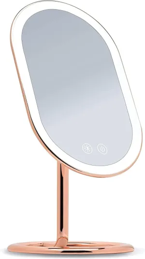 Fancii LED Lighted Vanity Makeup Mirror, Rechargeable - Cordless Illuminated Cosmetic Mirror with 3 Dimmable Light Settings, Dual Magnification - Vera (Rose Gold)