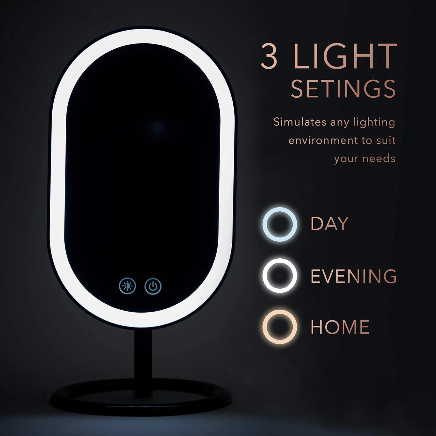 Fancii LED Lighted Vanity Makeup Mirror, Rechargeable - Cordless Illuminated Cosmetic Mirror with 3 Dimmable Light Settings, Dual Magnification - Vera (Rose Gold)