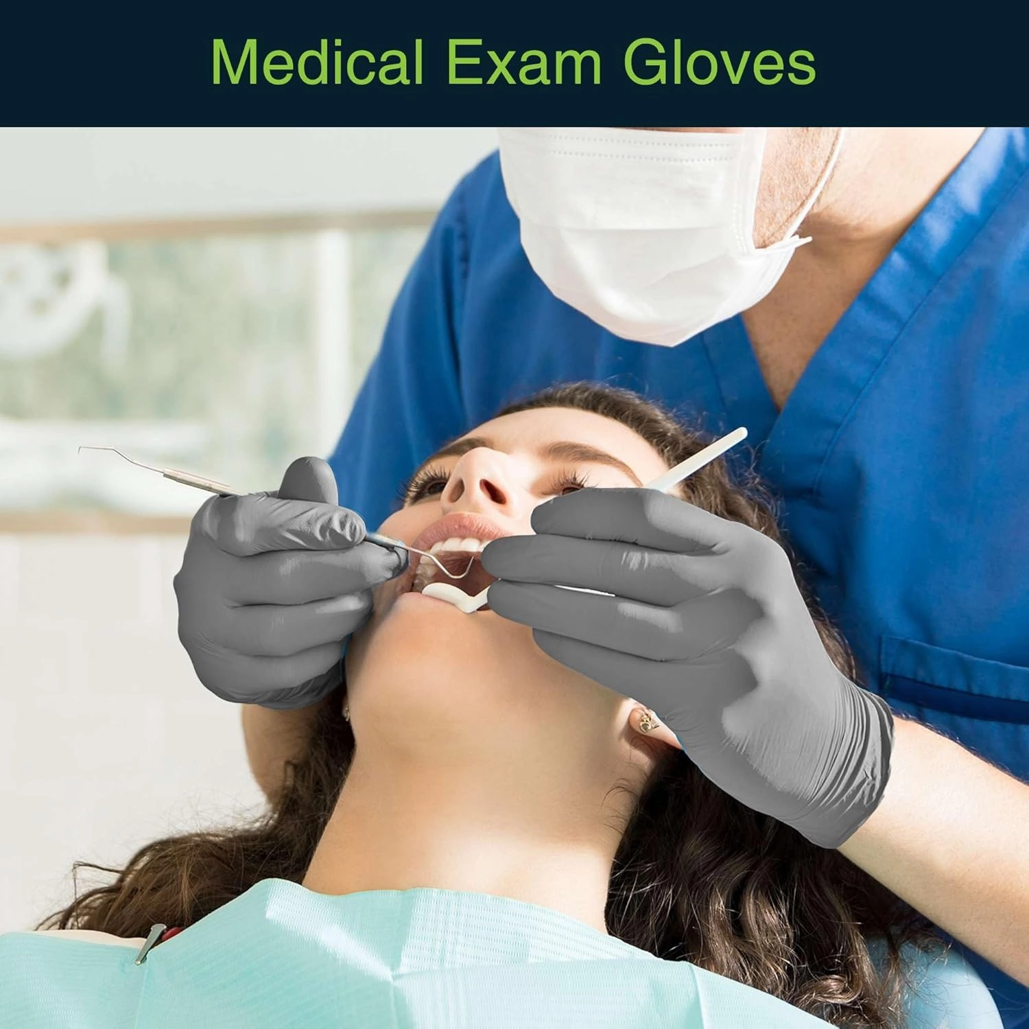 FifthPulse Cool Gray Nitrile Disposable Gloves - Latex Free food Safe Cleaning and Cooking Gloves, Medical Exam Gloves
