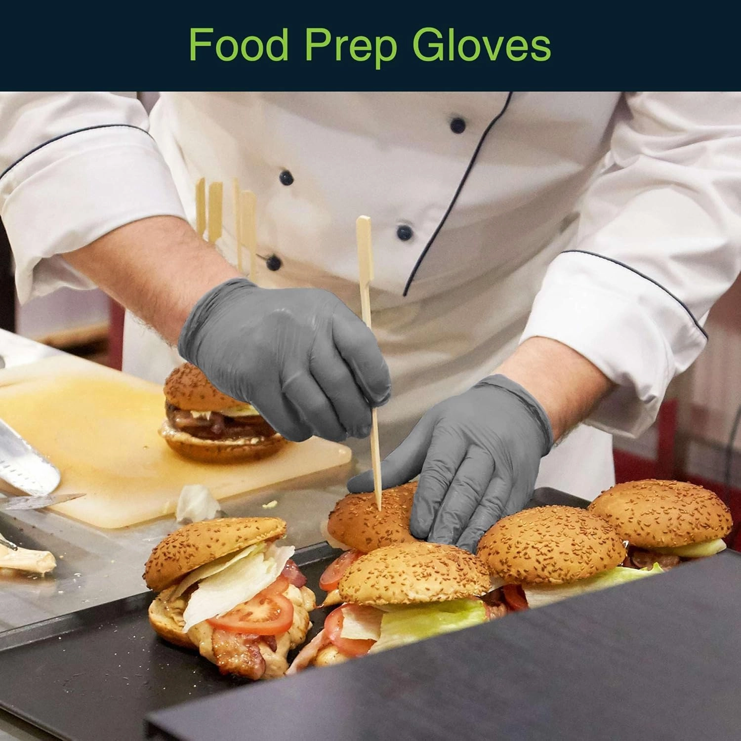 FifthPulse Cool Gray Nitrile Disposable Gloves - Latex Free food Safe Cleaning and Cooking Gloves, Medical Exam Gloves