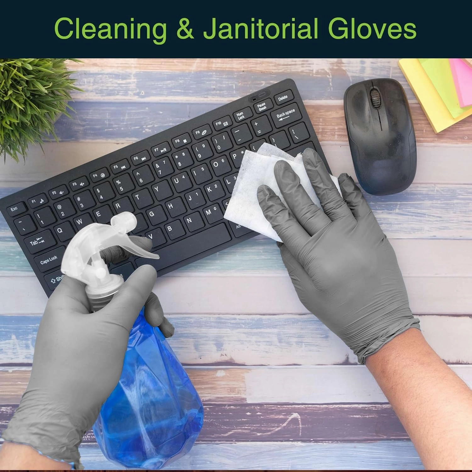 FifthPulse Cool Gray Nitrile Disposable Gloves - Latex Free food Safe Cleaning and Cooking Gloves, Medical Exam Gloves